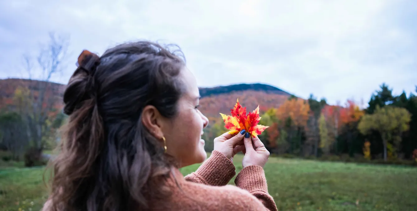 Amber outdoors in the autumn leaves
