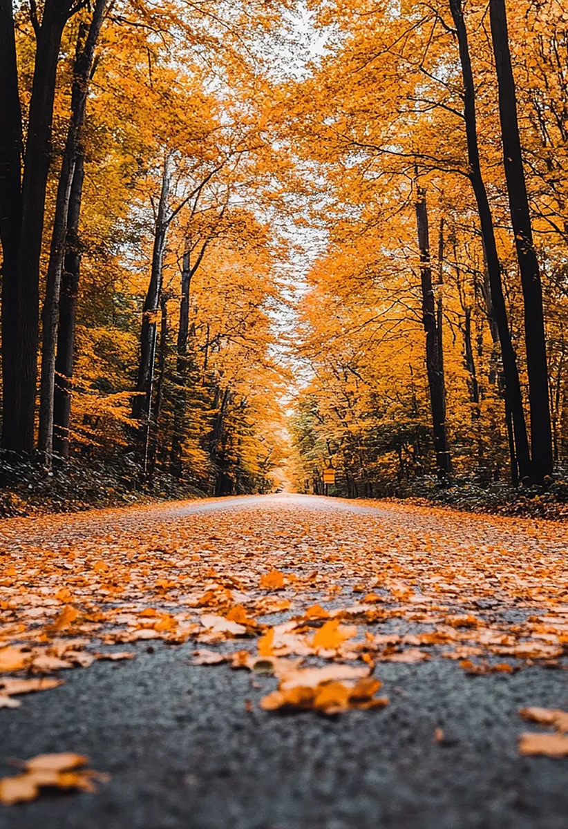 Fall leaves on a Vermont road